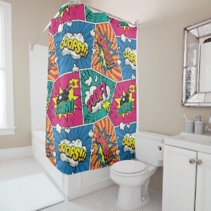 Retro Comic Colourful Seamless Pattern - Pop Art Shower Curtain