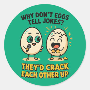 Retro-comic egg joke funny classic round sticker