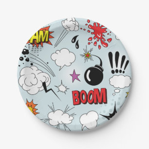 Retro Comic Explosion Pop Art Paper Plate