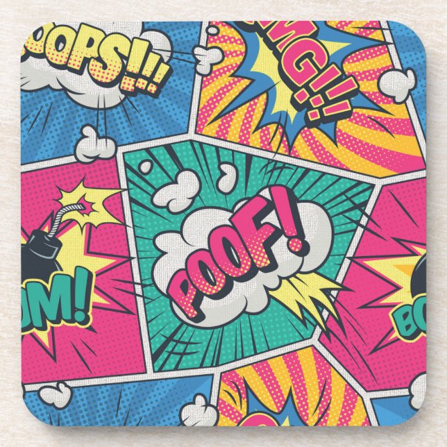 Retro Comic Explosion - Vibrant Pop Art Coaster (Front)