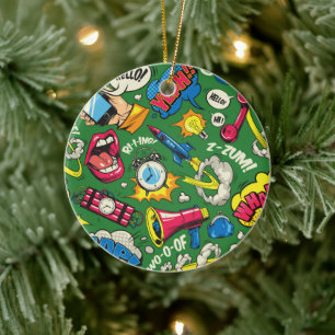 Retro Comic Gadgets - Pop Art Ceramic Tree Decoration