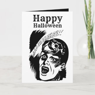 Retro Comic Man Scream Custom Text Halloween Card