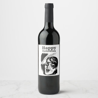 Retro Comic Man Scream Custom Text Halloween Wine Label