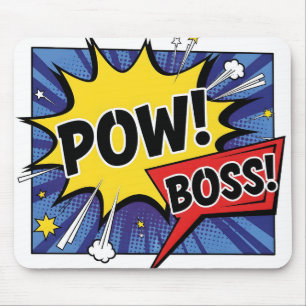 Retro Comic Pop Art POW BOSS! Office Humour Mouse Mat