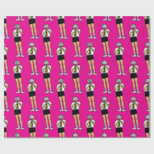 Retro Comic Singer Faceted Disco Ball Head Wrapping Paper