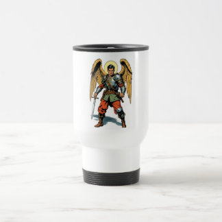 Retro Comic Style St Michael Travel Mug
