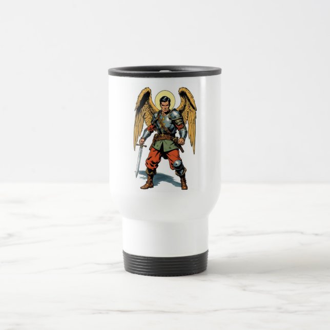 Retro Comic Style St Michael Travel Mug (Center)