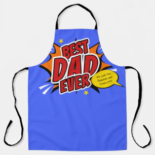 Retro Comic Superhero Best Dad Ever Grilling Apron