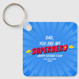 Retro Comic Superhero Father's Day Key Ring
