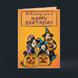 Retro Comic Witches Halloween Birthday Card<br><div class="desc">Check out the rest of the Happy Planet Parties Halloween Collections for more spooky designs!</div>