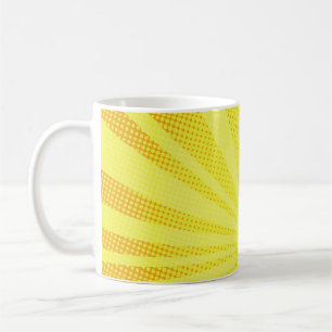 retro comic yellow background raster gradient half coffee mug
