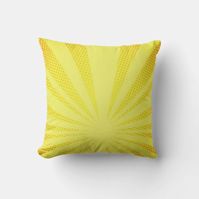retro comic yellow background raster gradient half cushion (Front)