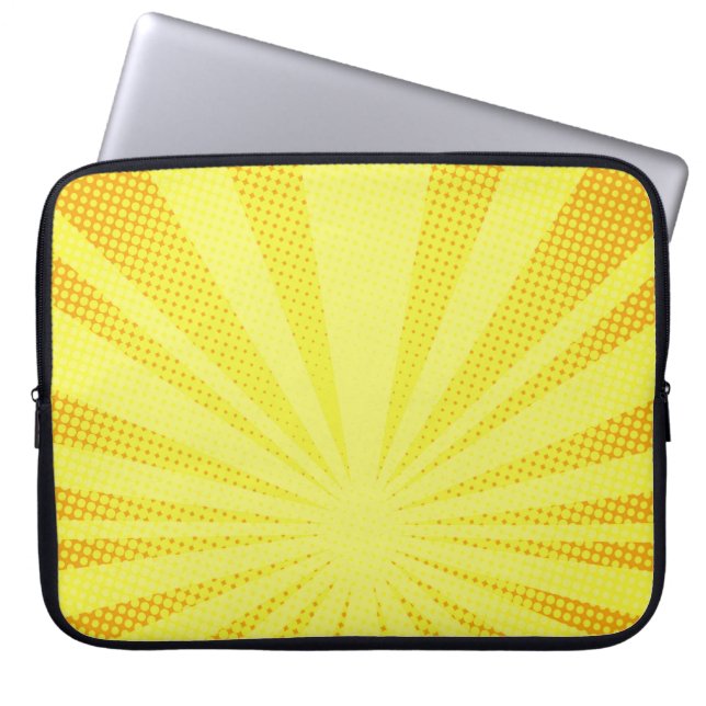 retro comic yellow background raster gradient half laptop sleeve (Front)