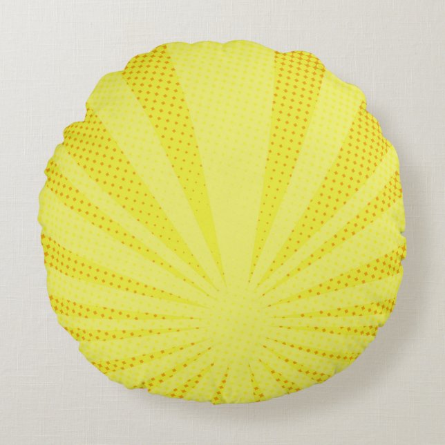 retro comic yellow background raster gradient half round cushion (Front)