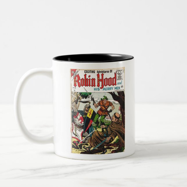 Retro Comics Robin Hood Two-Tone Coffee Mug (Left)