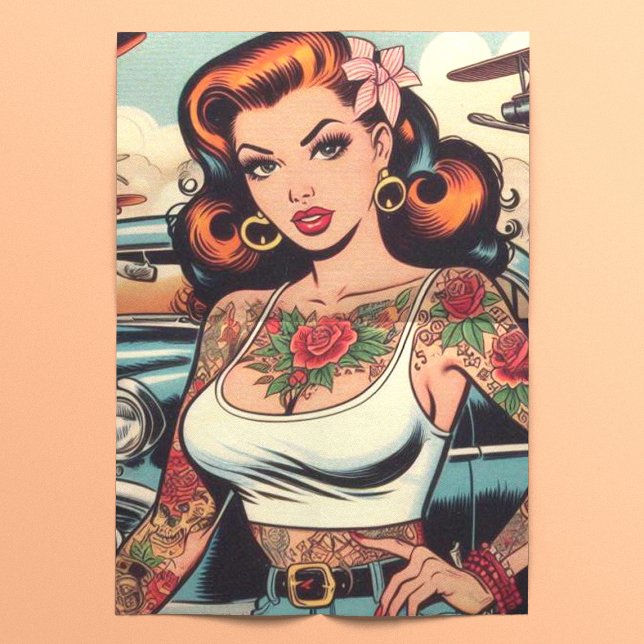 Retro Comics Tattoo Girl Tissue Paper (Creator Uploaded)