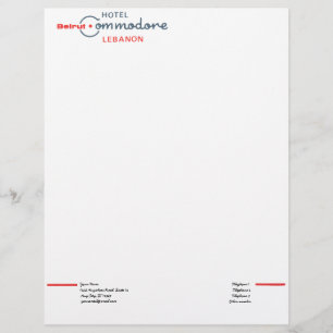 Retro Commodore Hotel Personalized Letterhead