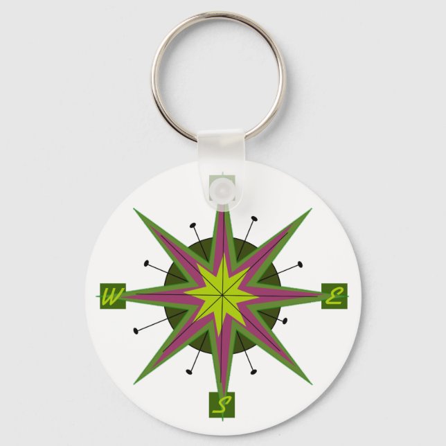 Retro Compass Design Key Chain (Front)