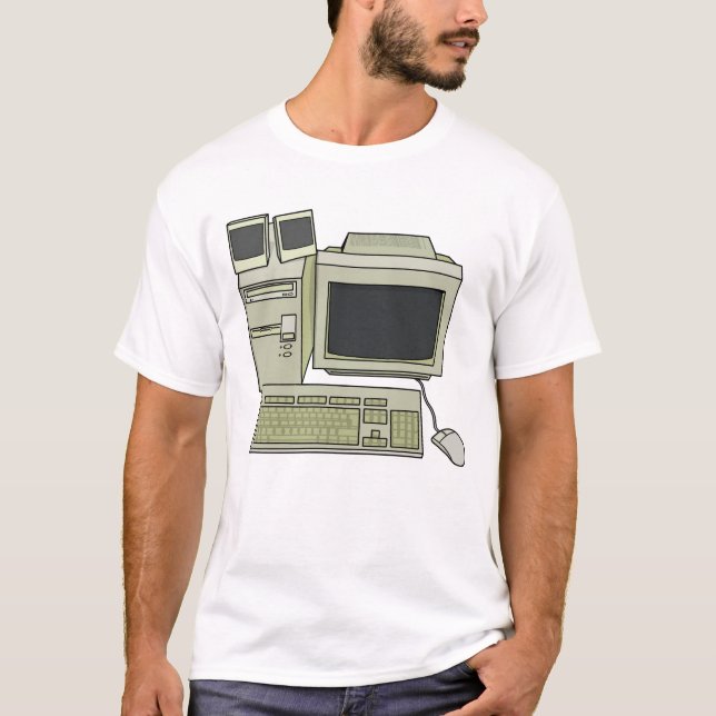 Retro Computer Desk Setup T-Shirt (Front)