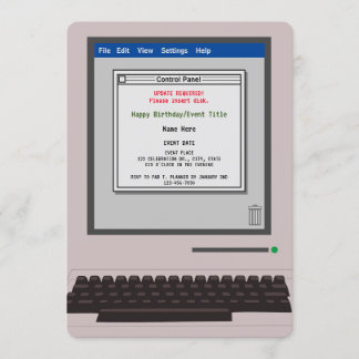 Retro Computer Funny Birthday Invitation