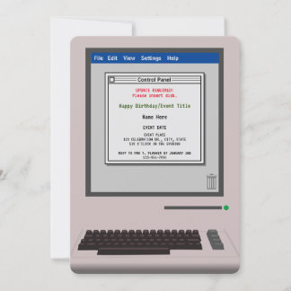 Retro Computer Funny Birthday Invitation