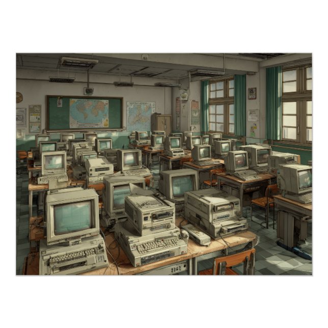 Retro Computer Lab in Digital Decay Poster (Front)