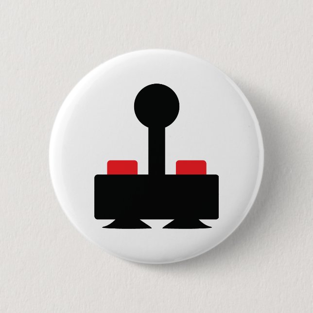 retro computer oldschool joystick geek 6 cm round badge (Front)