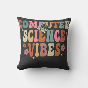 Retro Computer Science Vibes Teacher-GThrow Pillow