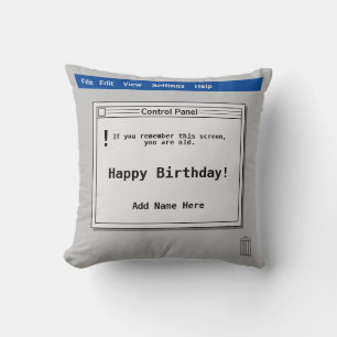 Retro Computer Screen Birthday Cushion