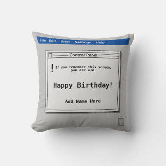 Retro Computer Screen Birthday Cushion