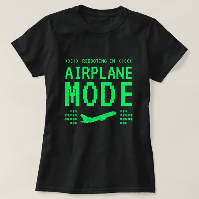 Retro Computer Style Airplane Mode T-Shirt (Design Front)