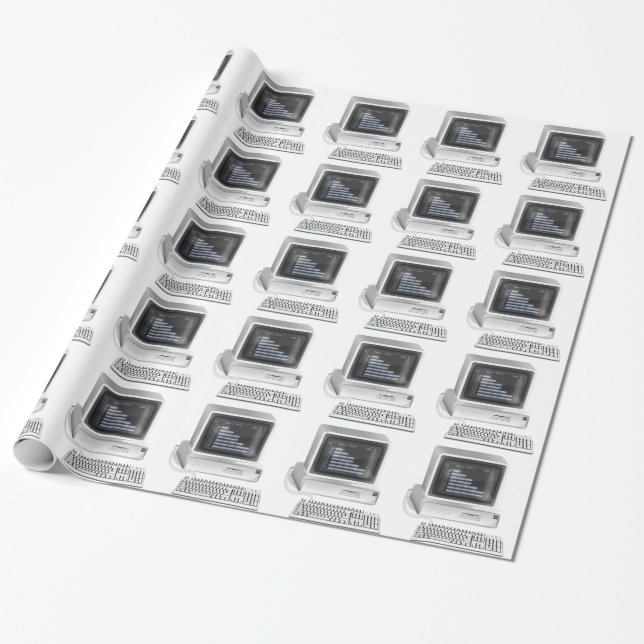 Retro Computer Wrapping Paper (Unrolled)
