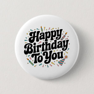 Retro Confetti Birthday 6 Cm Round Badge