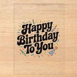 Retro Confetti Birthday Acrylic Invitations