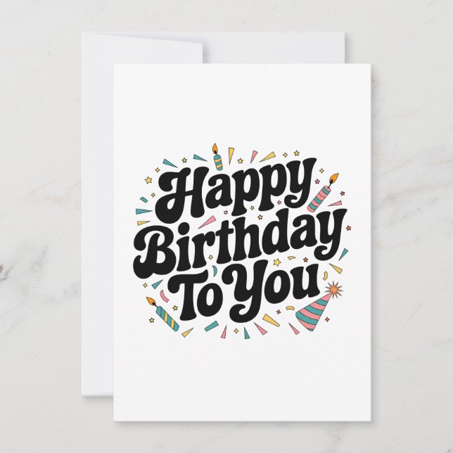 Retro Confetti Birthday Card (Front)