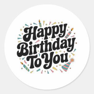 Retro Confetti Birthday Classic Round Sticker