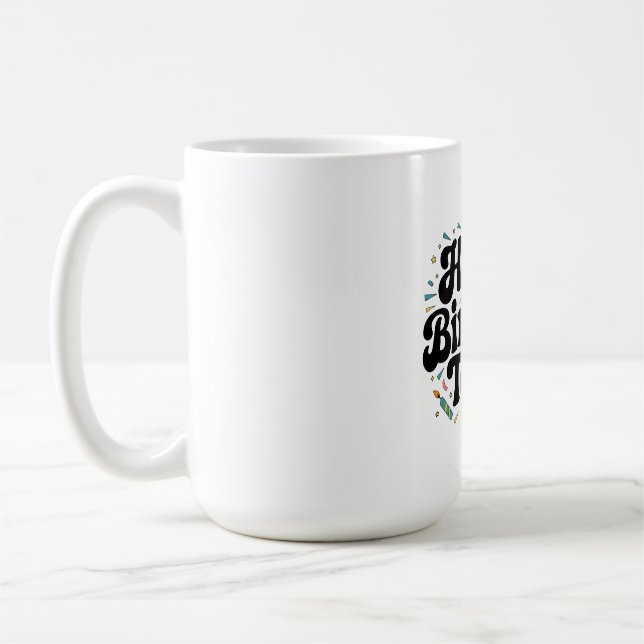 Retro Confetti Birthday Coffee Mug (Left)