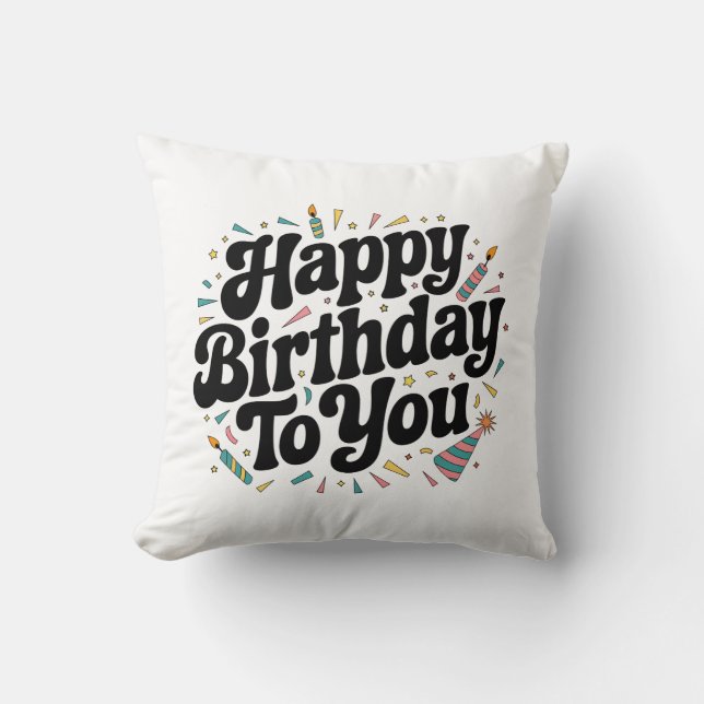 Retro Confetti Birthday Cushion (Front)