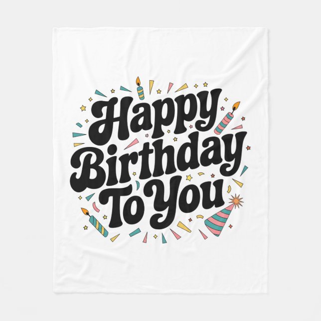 Retro Confetti Birthday Fleece Blanket (Front)