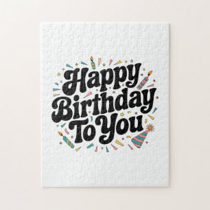 Retro Confetti Birthday Jigsaw Puzzle