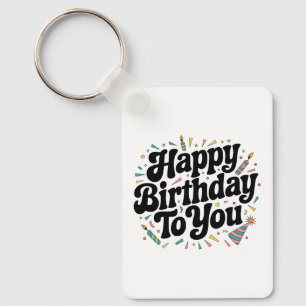 Retro Confetti Birthday Key Ring