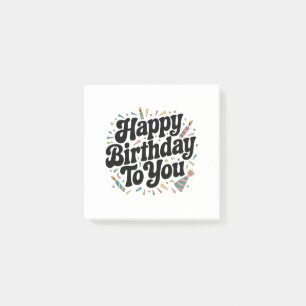 Retro Confetti Birthday Post-it Notes