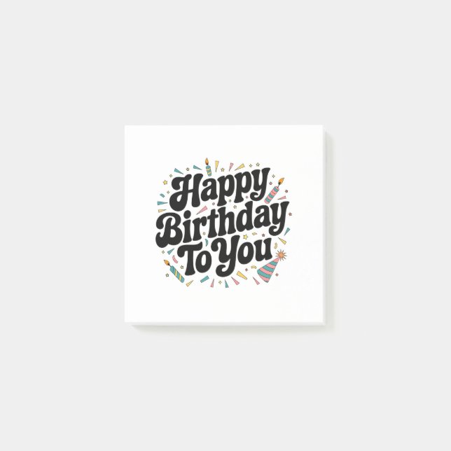 Retro Confetti Birthday Post-it Notes (Front)