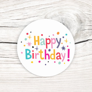 Retro Confetti Birthday Stickers