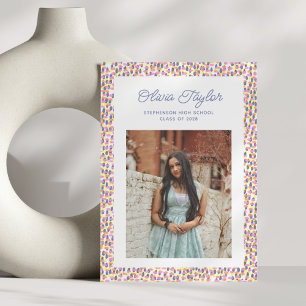Retro Confetti Dots Fun Border Photo Graduation Announcement