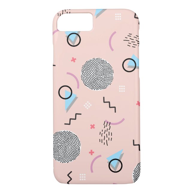 Retro Confetti Memphis Pattern Pink Case-Mate iPhone Case (Back)