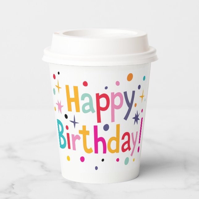 Retro Confetti Personalised Birthday Cups (Back)