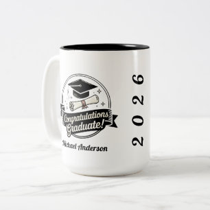 Retro Congratulations Graduate Badge Class of 2026 Two-Tone Coffee Mug