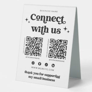 Retro Connect With Us Social Media Sign