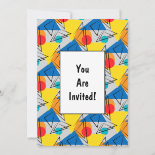 Retro Contemporary Geometric Colourful Pattern Invitation